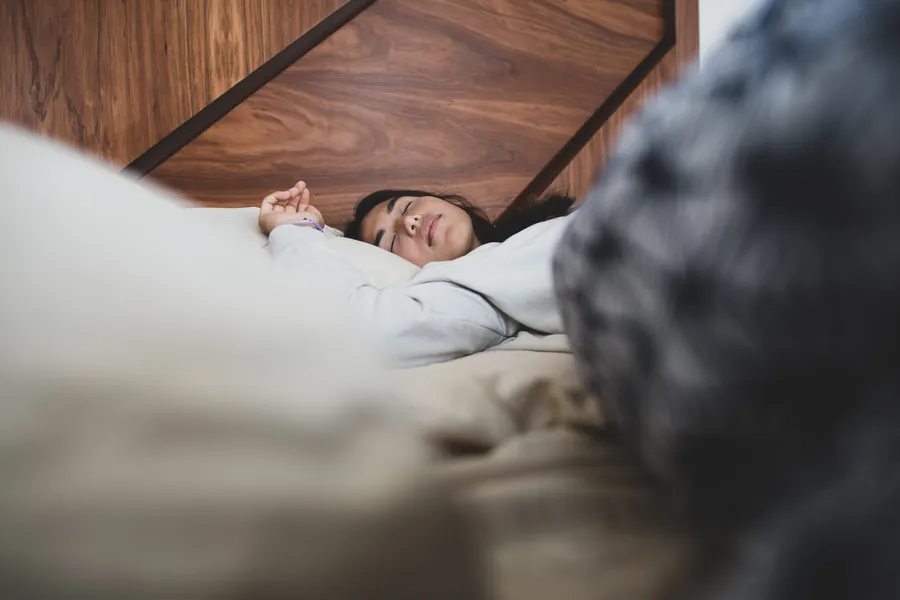 Una persona durmiendo tranquilamente por la noche.